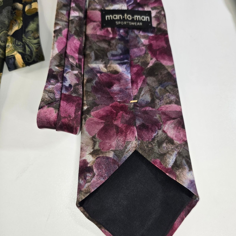 Designer Ties Bundle of 3 Ungaro Paris + Charles Ton Italy + Man to Man Floral - Picture 11 of 16
